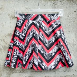 Retro Charlotte Russe Chevron Mini Skater Skirt